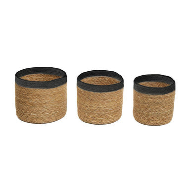 Orsina Lidi Woven Storage Baskets – Set of 3 Natural and Black