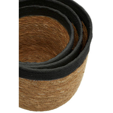 Orsina Lidi Woven Storage Baskets – Set of 3 Natural and Black