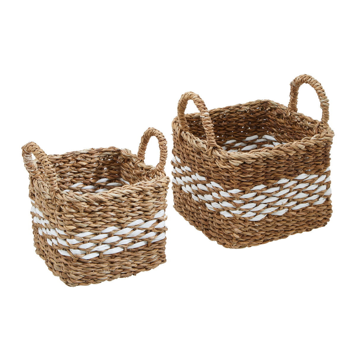 Orsina Lidi Square Seagrass Baskets – Set of 2 Modern Storage Baskets