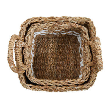 Orsina Lidi Square Seagrass Baskets – Set of 2 Modern Storage Baskets
