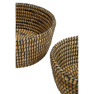 Orsina Lidi Set of 3 Woven Straw Baskets with Black Detail
