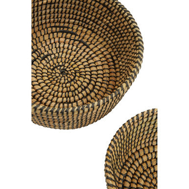 Orsina Lidi Set of 3 Woven Straw Baskets with Black Detail