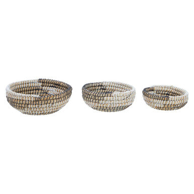 Orsina Lidi Woven Storage Baskets - Set of 3 Black and White