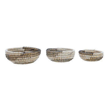 Orsina Lidi Woven Storage Baskets - Set of 3 Black and White