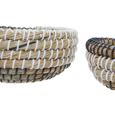 Orsina Lidi Woven Storage Baskets - Set of 3 Black and White