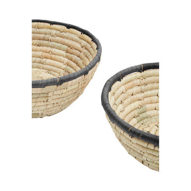 Orsina Lidi Palm Leaf Baskets with Black Trim - Set of 3 Storage