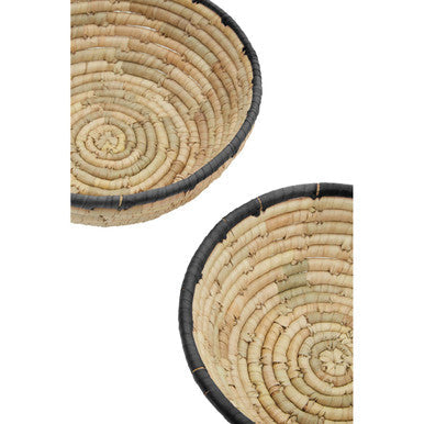 Orsina Lidi Palm Leaf Baskets with Black Trim - Set of 3 Storage