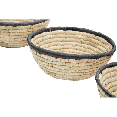 Orsina Lidi Palm Leaf Baskets with Black Trim - Set of 3 Storage