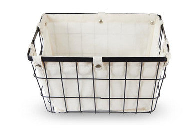 Orsina Harga Medium Black Wire Storage Basket with Cotton Lining