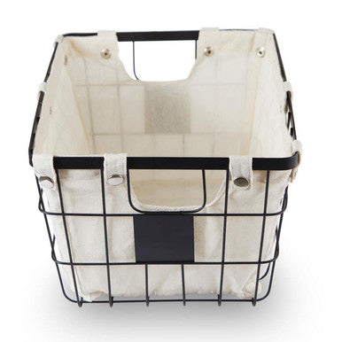 Orsina Harga Medium Black Wire Storage Basket with Cotton Lining