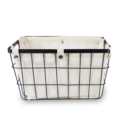 Orsina Harga Medium Black Wire Storage Basket with Cotton Lining