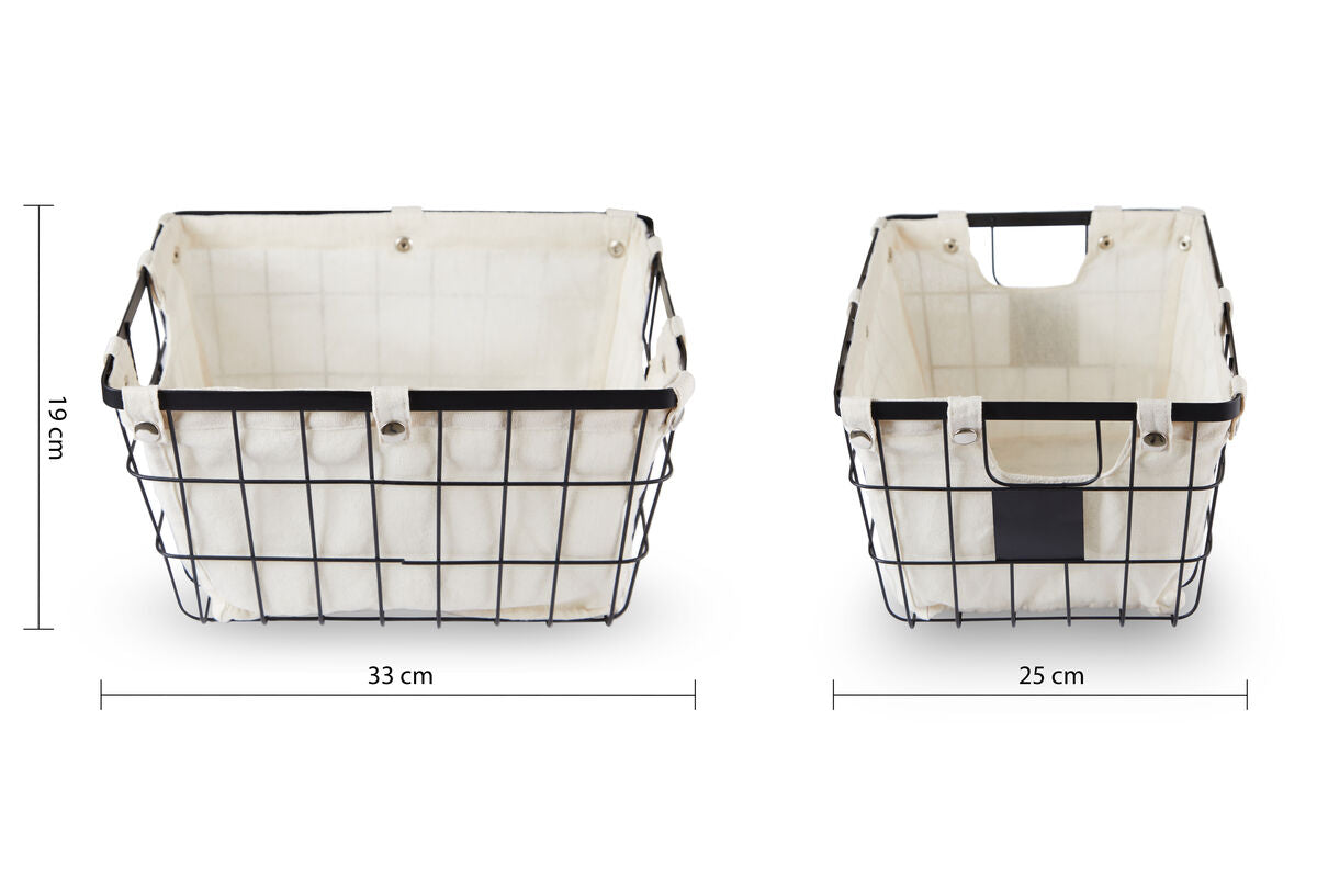 Orsina Harga Medium Black Wire Storage Basket with Cotton Lining