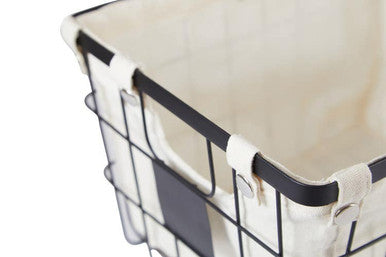 Orsina Harga Medium Black Wire Storage Basket with Cotton Lining