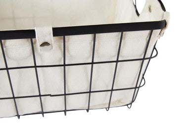 Orsina Harga Medium Black Wire Storage Basket with Cotton Lining