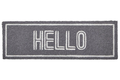 Orsina Hello Coir Doormat – Modern Grey and White Entrance Mat