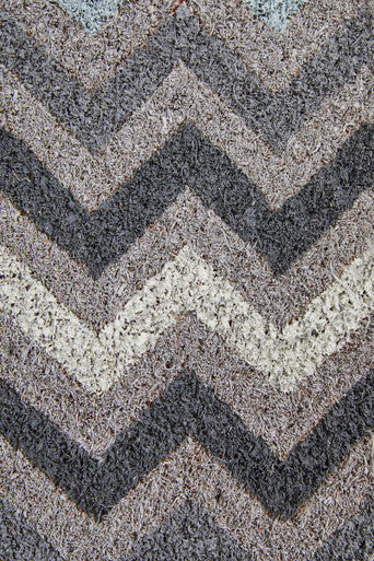 Orsina Grey and White Chevron Coir Doormat – Durable Outdoor Entrance Mat