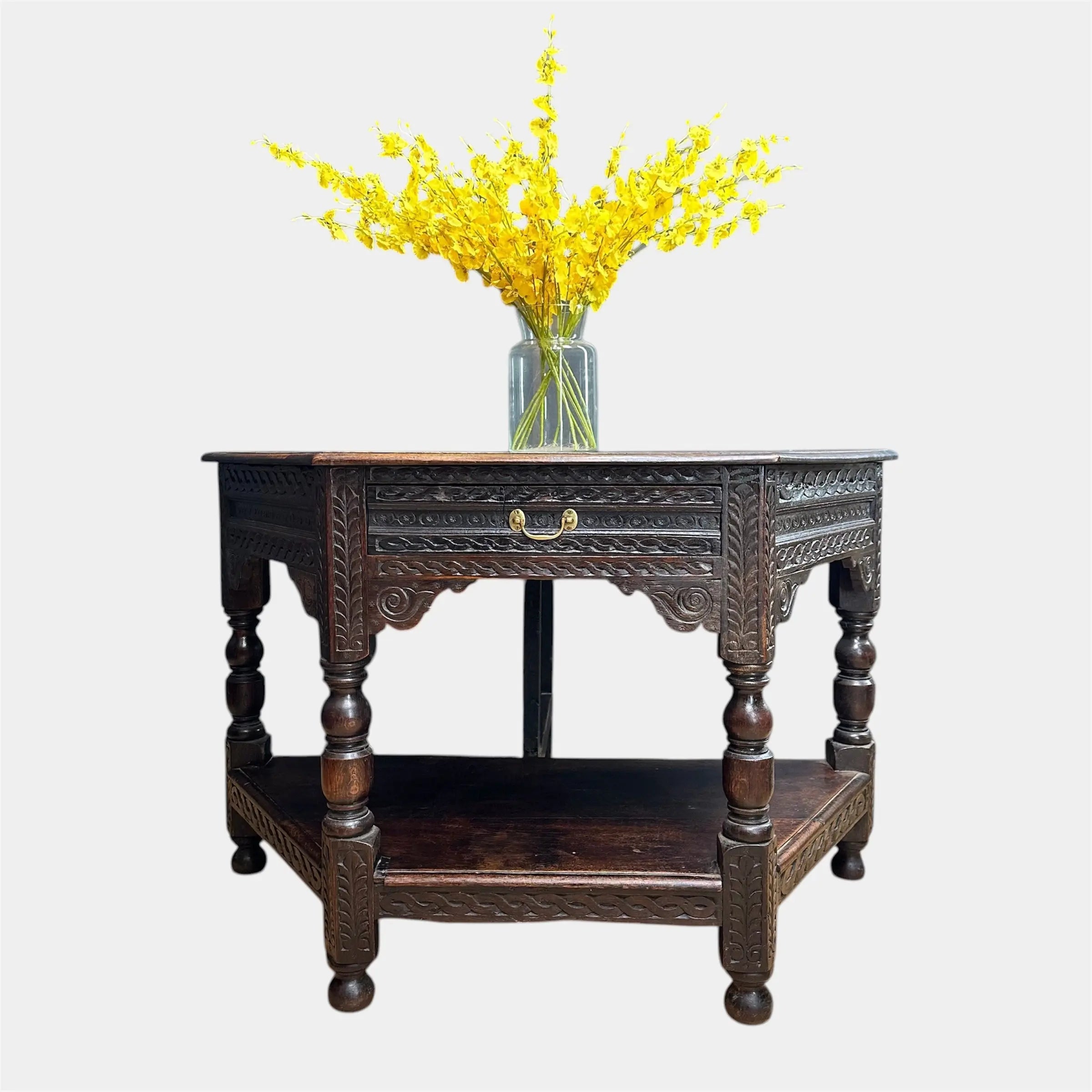 Antique Oak Credence Table / Hexagonal Table / Oak Sideboard / Lamp Table