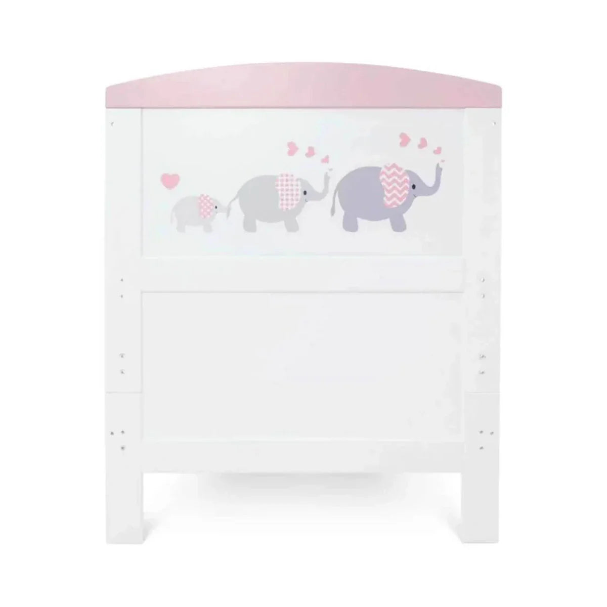 Ickle Bubba Coleby Style Cot Bed Elephant Love Pink - Premium Pocket Sprung Mattress