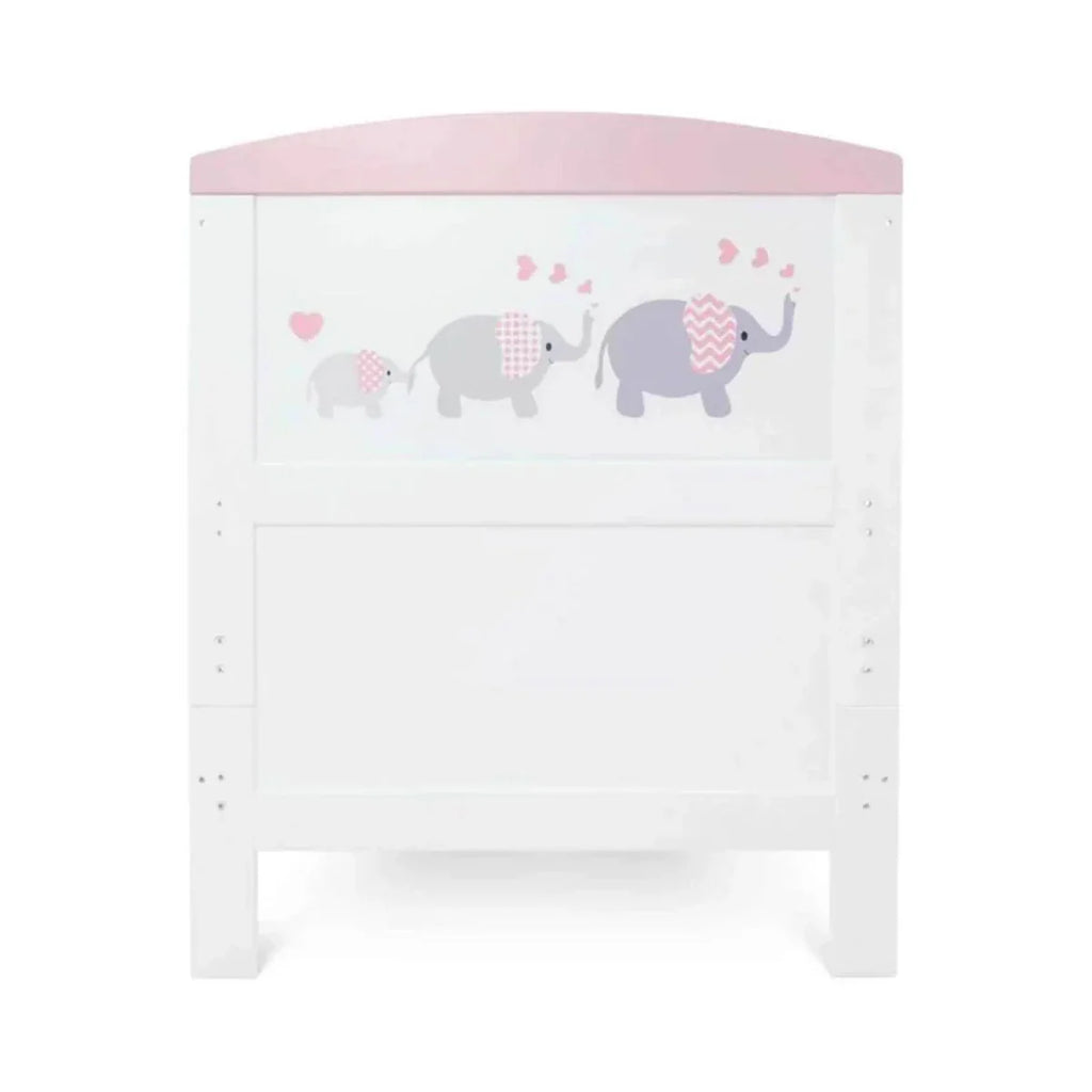 Ickle Bubba Coleby Style Cot Bed Elephant Love Pink - Without Mattress