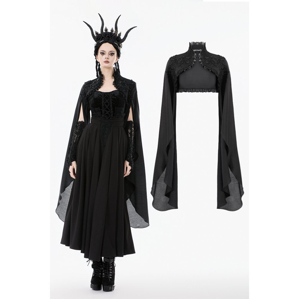 Dark in Love Erzsébet Gothic Lace Cape Shrug – Black Victorian Capelet