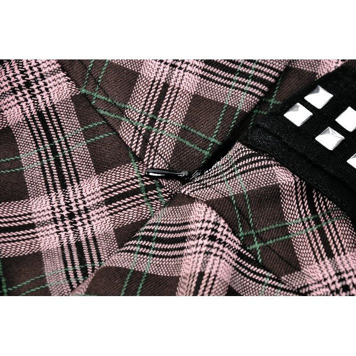 Dark in Love Rowan Pink Plaid Mini Skirt – Pleated Punk Grunge Style