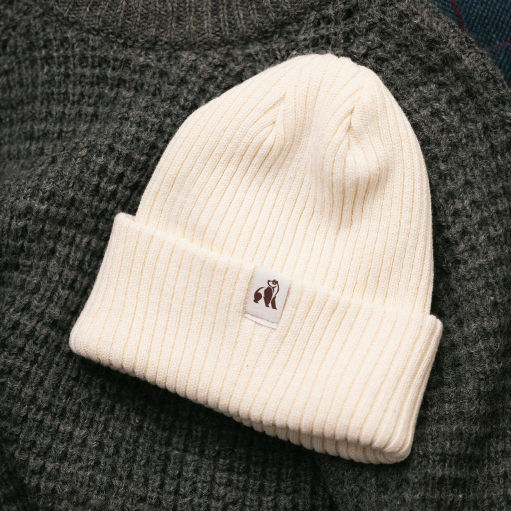 Swole Panda Organic Cotton Beanie – Sustainable Unisex Hat in Cream
