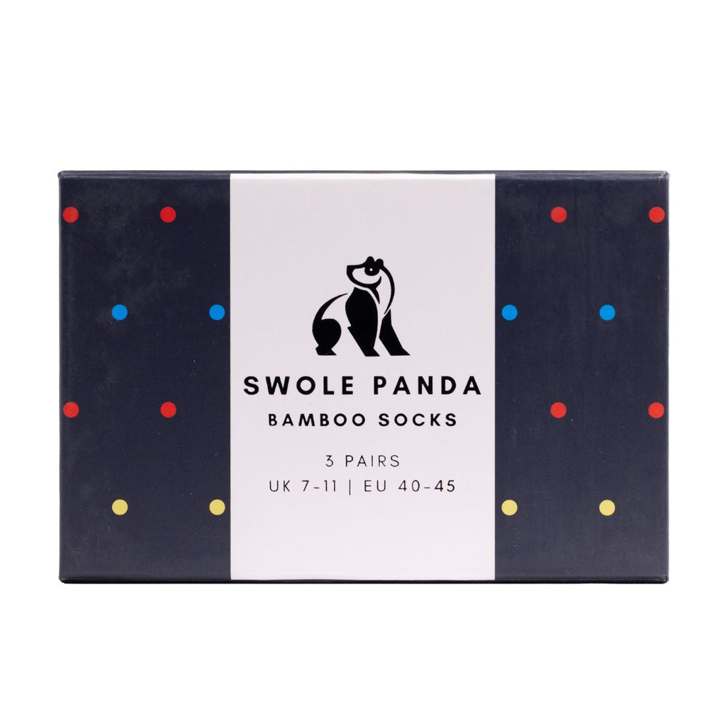 Swole Panda Men's Bamboo Socks Gift Box – 3 Pair Multi Spot Set