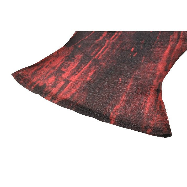 Dark in Love Carson Black and Red Tie-Dye Mesh Gothic Basic Top
