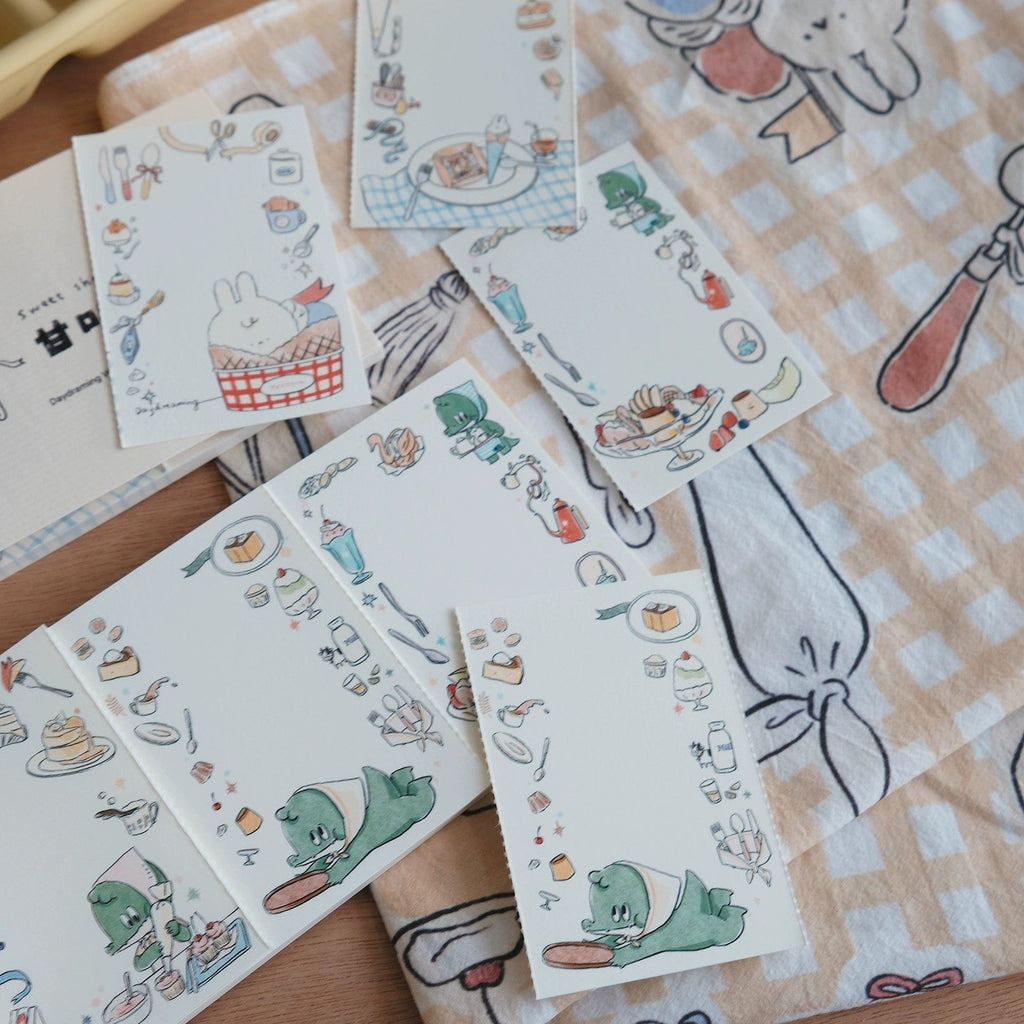 LuLuFun Studio Bunny and Crocodile Memo Notepad - 30 Hand-Painted Notes