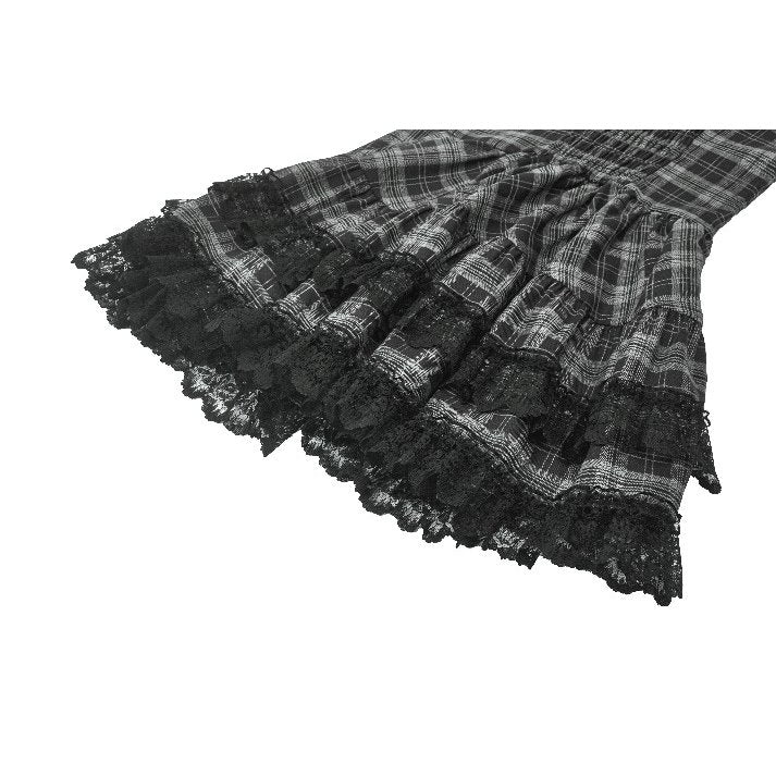Dark in Love Ida Grey Tartan Punk Dress | Studded Gothic Lolita Style