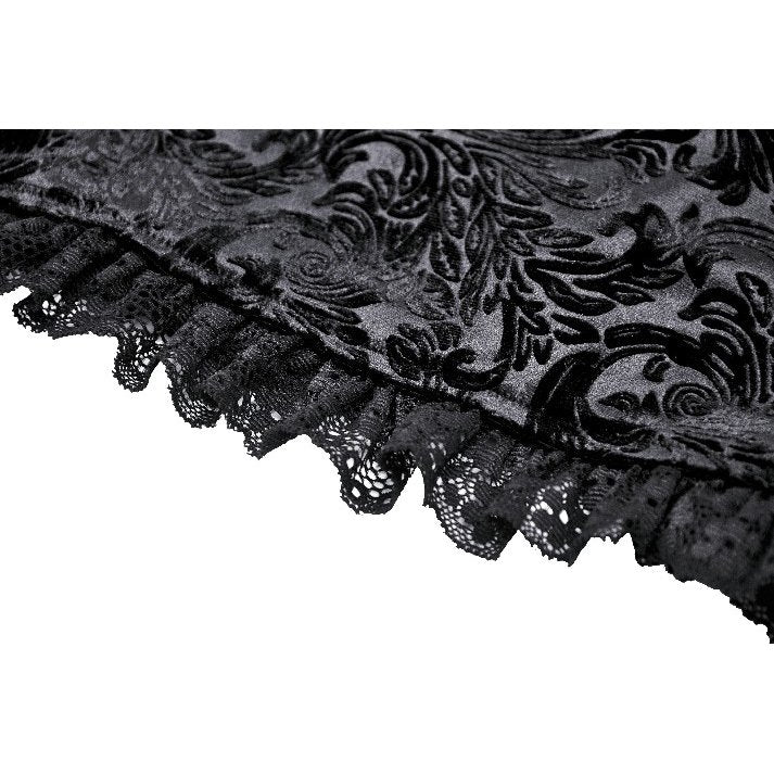 Dark in Love Venus Black Velvet Floral Embossed Gothic Shorts with Lace