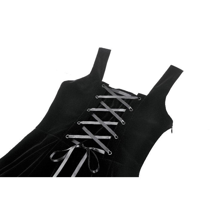 Dark in Love Lux Black Velvet Horn Embroidery Gothic Maxi Dress
