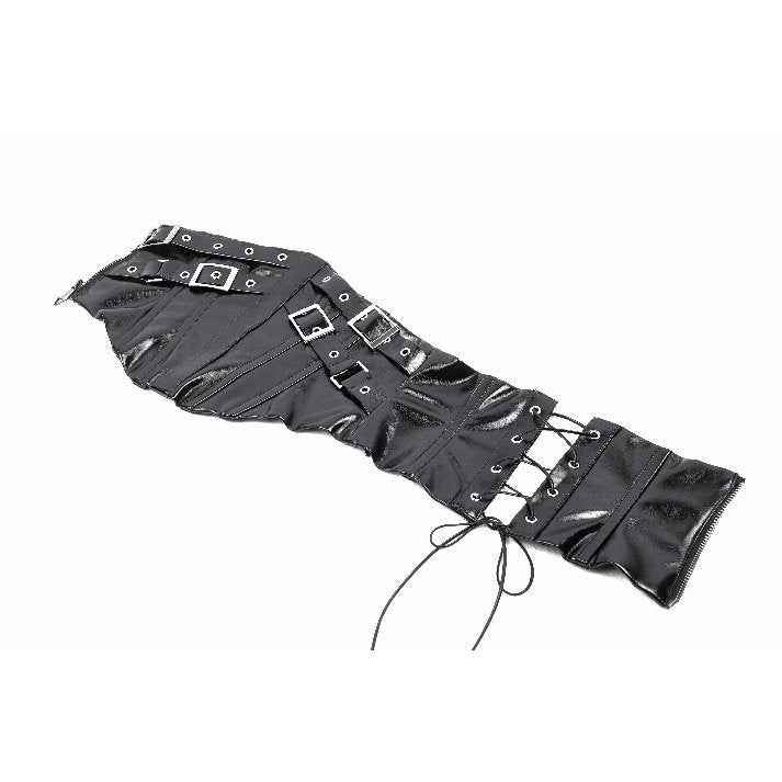 Dark in Lia Punk Love Black Patent Leather Waist Corset with Metal