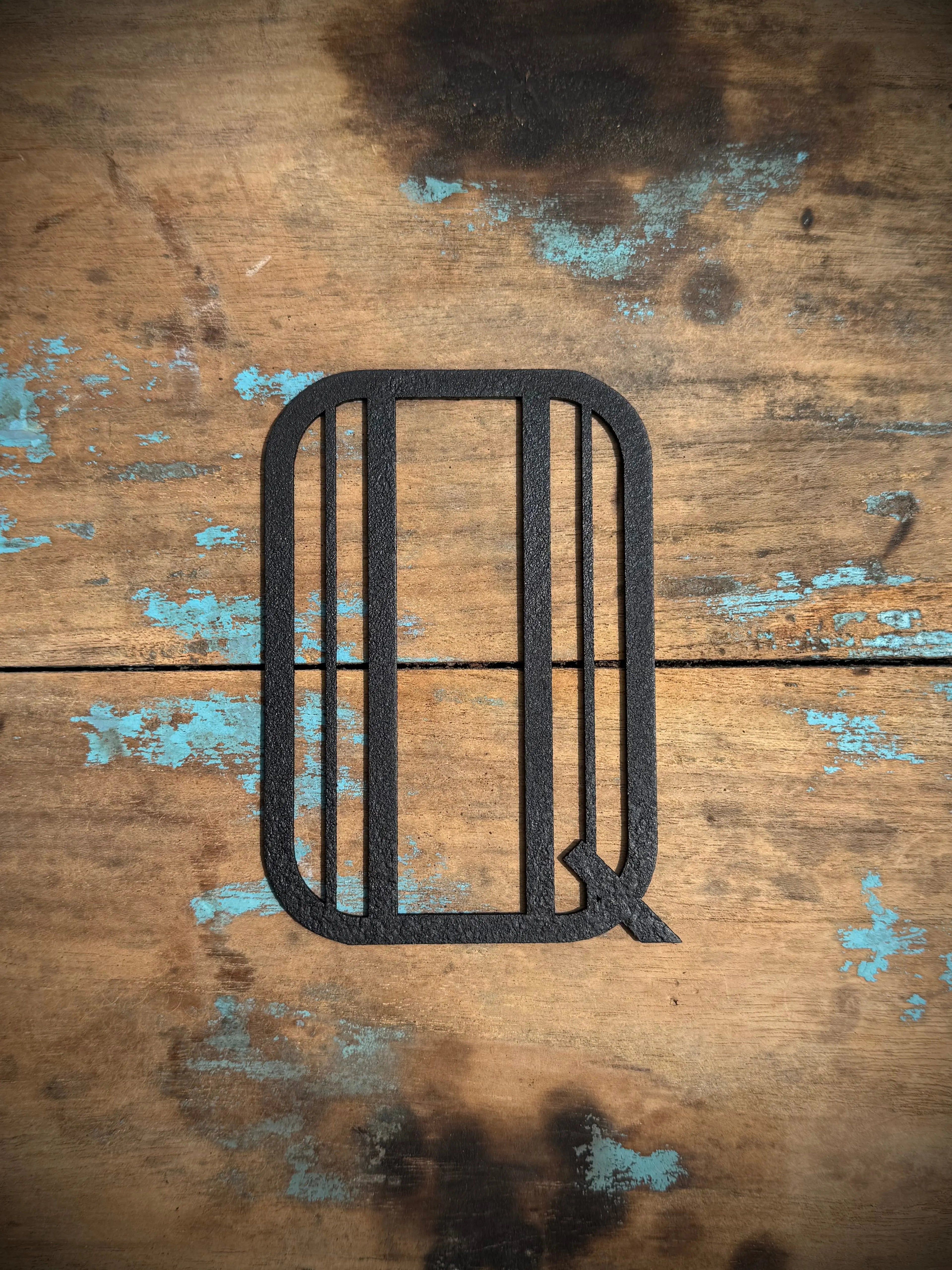 Art Deco Metal Letters & Numbers | Distressed Black Steel Wall Decor