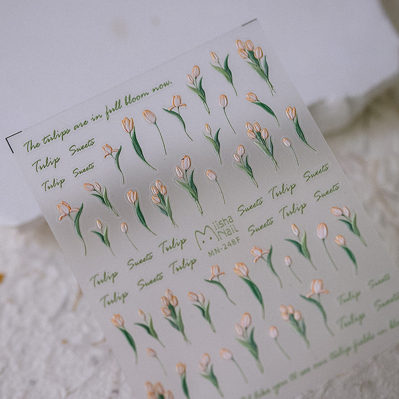 Spring Tulip Nail Deco Stickers – LuLuFun Studio Floral Nail Art
