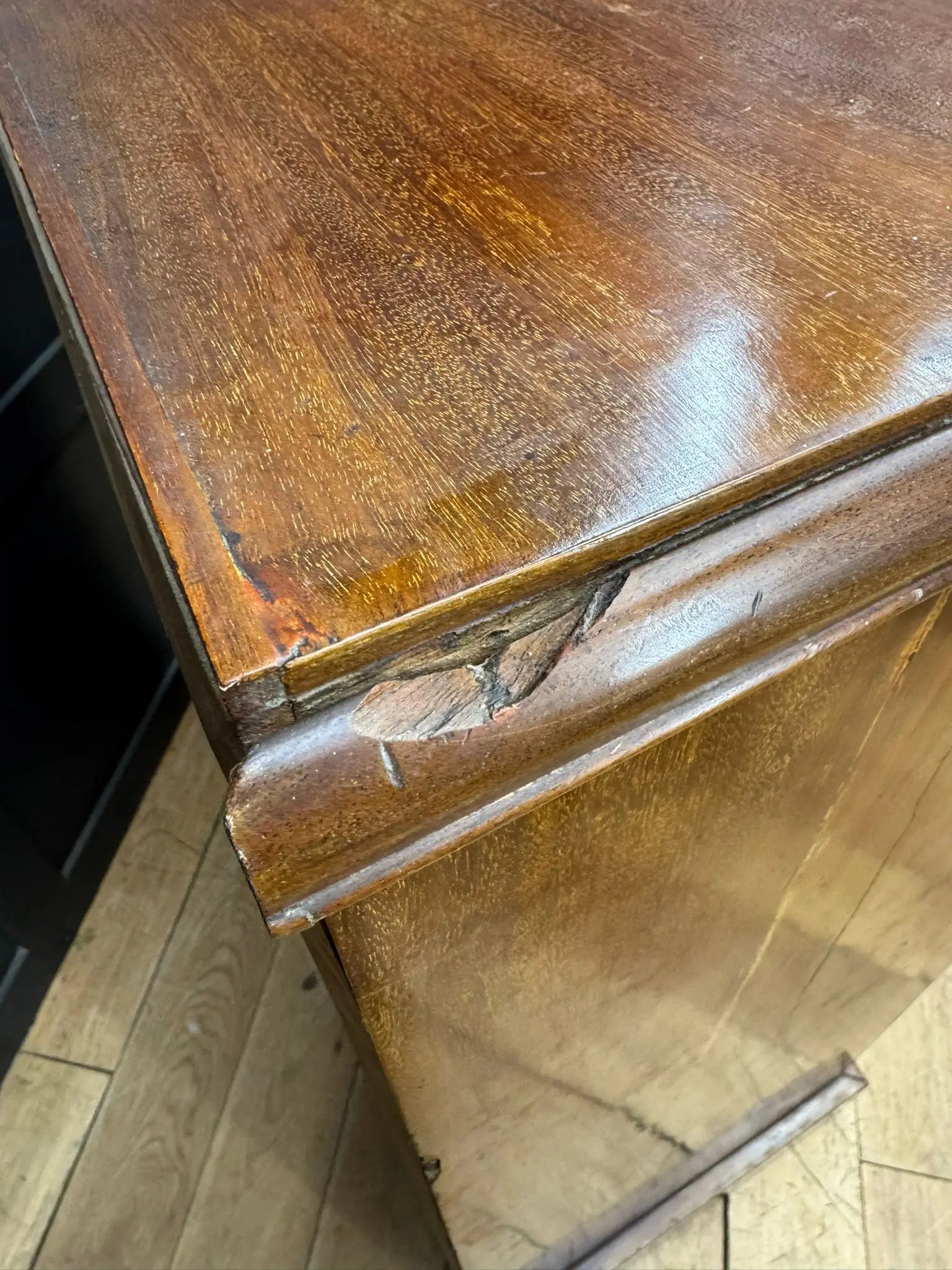 Antique Walnut Linen Cabinet / Clothes Cupboard / Drawers And Cupboard
