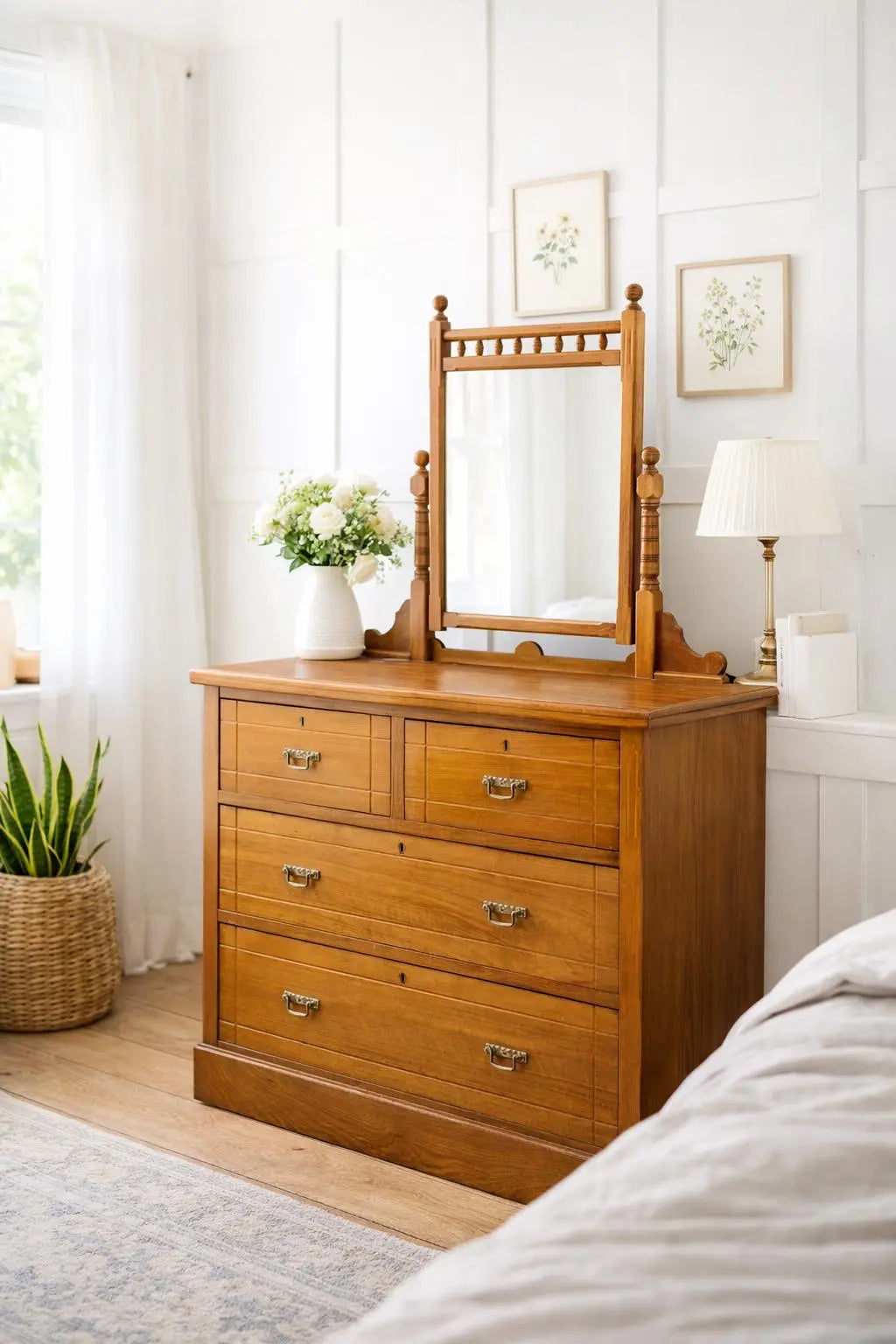 Antique Walnut Chest of Drawers by Maple & Co  Edwardian Dressing Table