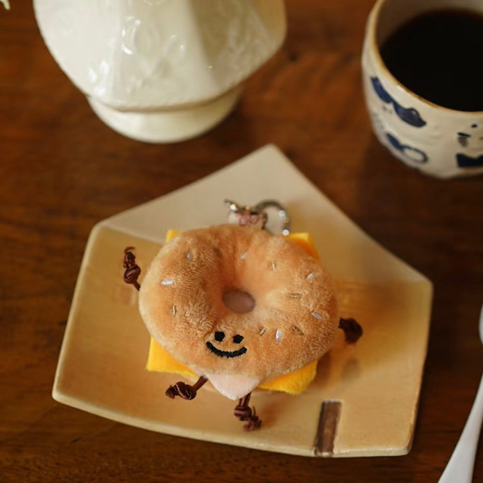 Bagel Bag Charm - Kawaii Bread Plush Toy by LuLuFun Studio