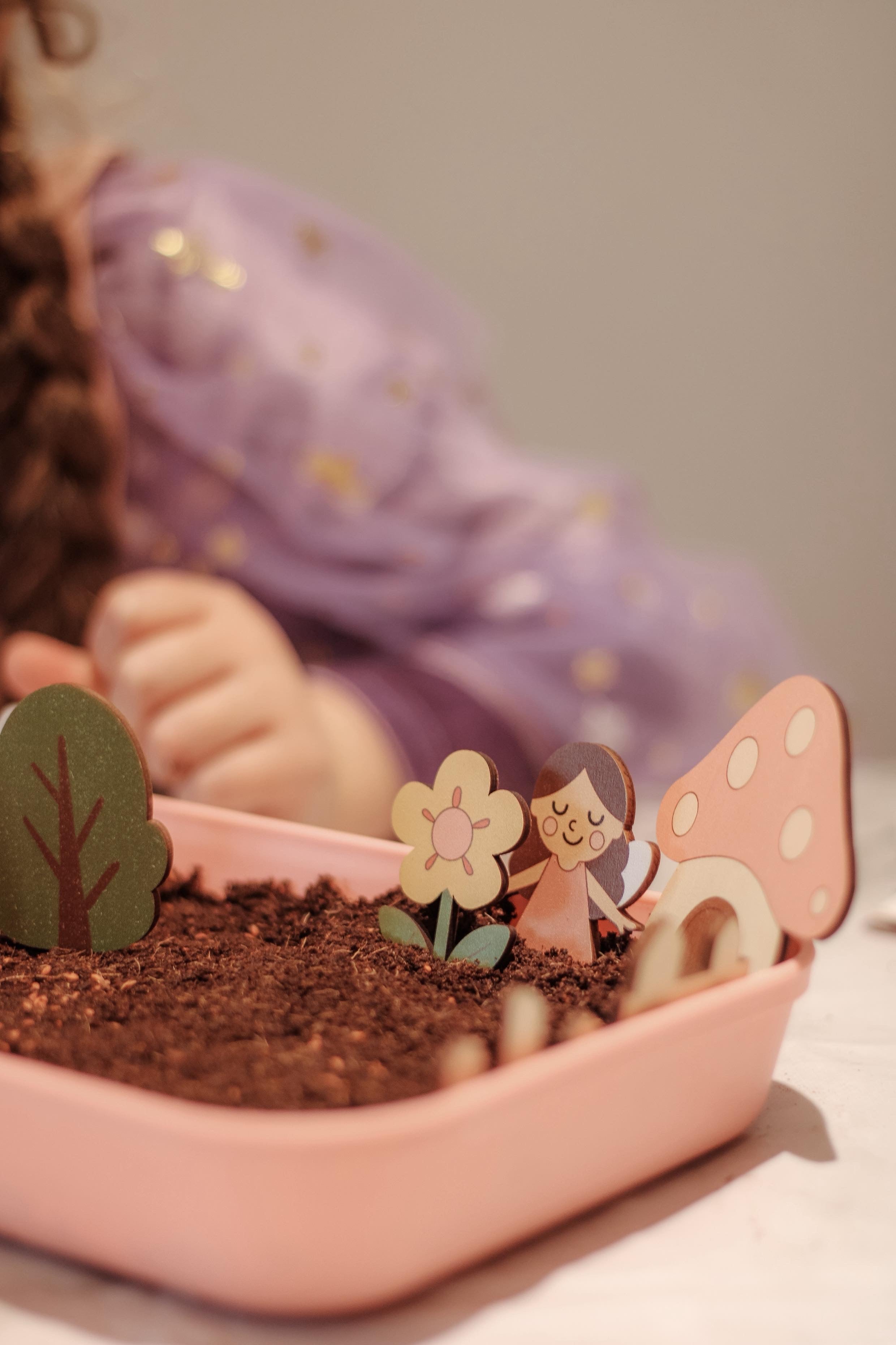 Fairy Garden Starter Kit (Apron,Tray, Shovel, Fairies, Soil & Seeds)