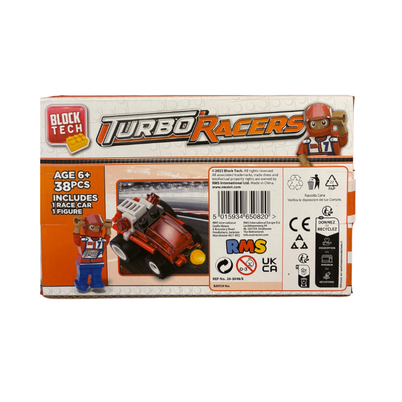 PoundFun Mini Block Tech Turbo Racers - STEM Building Toy Racing Car
