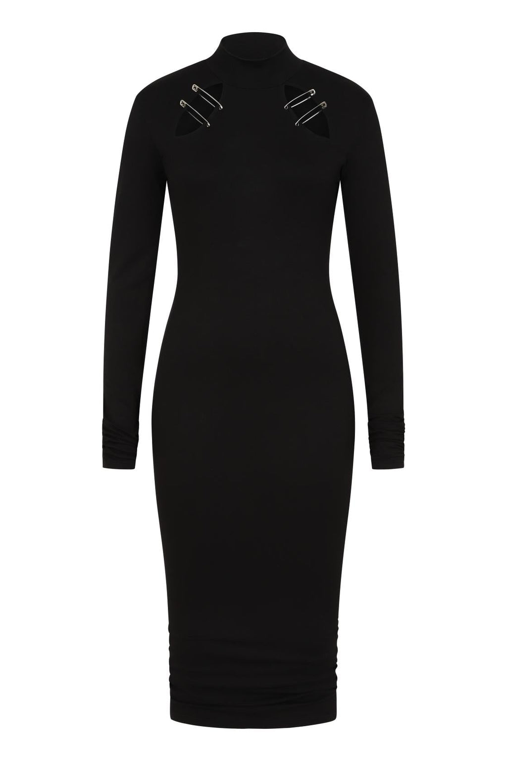 Necessary Evil Nyx Goth Midi Dress | Black Viscose Jersey Punk Style