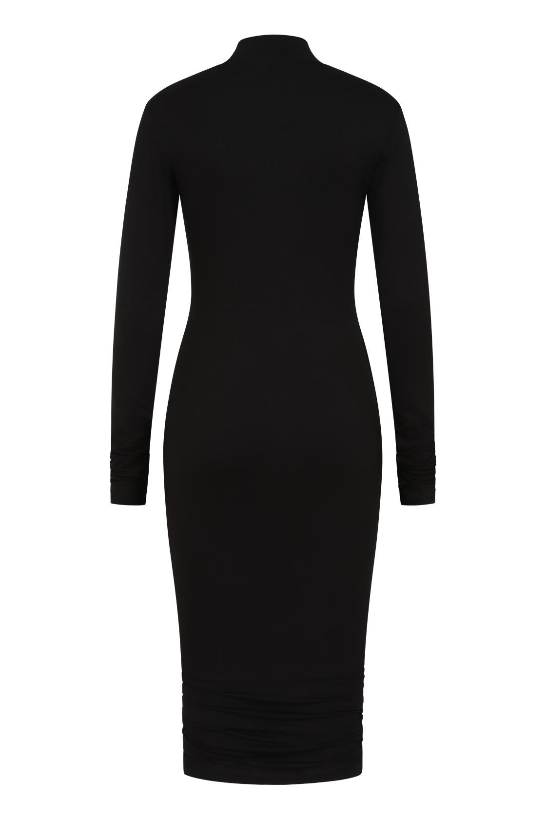Necessary Evil Nyx Goth Midi Dress | Black Viscose Jersey Punk Style