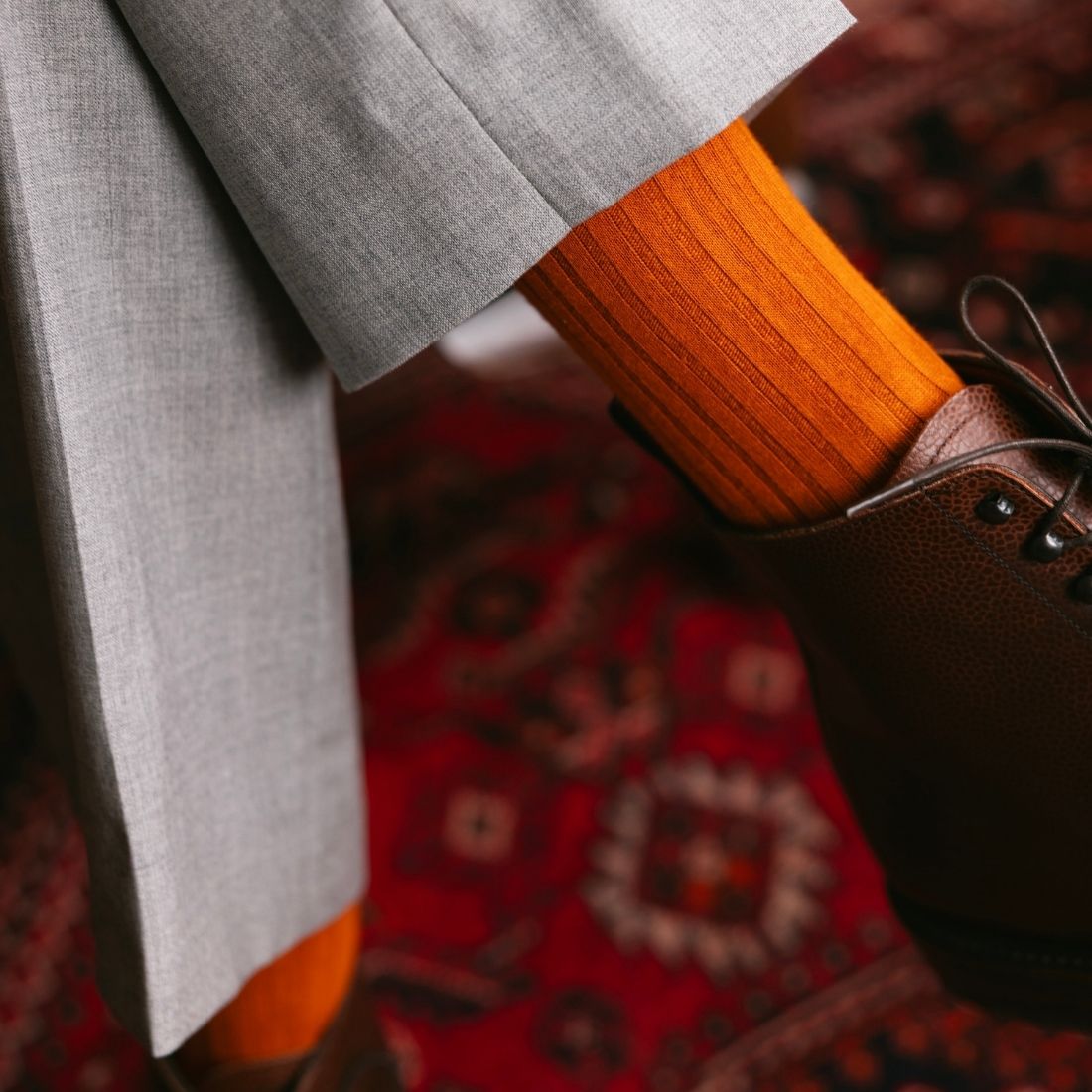Swole Panda Burnt Orange Bamboo Socks – Ribbed Sustainable Hosiery
