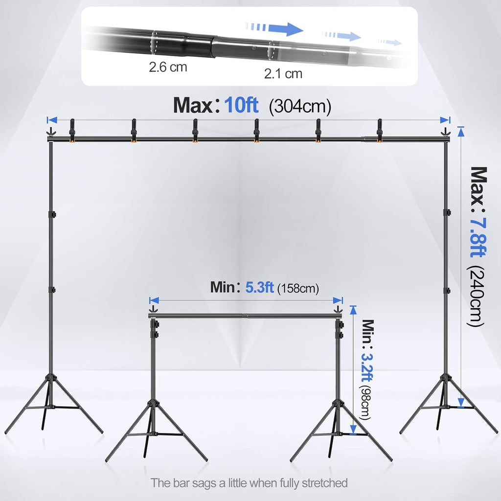 EMART 3x2.4m Backdrop Stand - Adjustable Photo Studio Support Kit