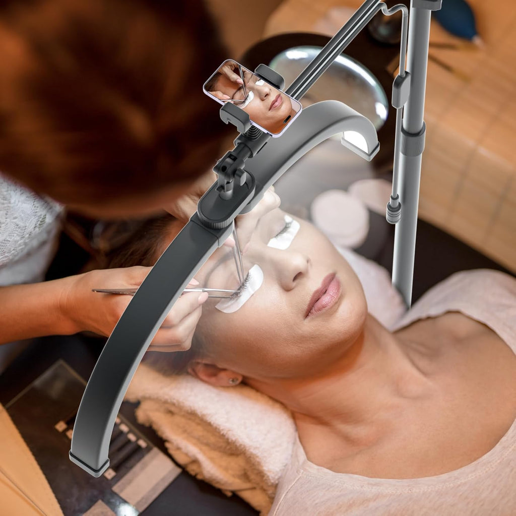 Lmaqfum 2-in-1 Half-Moon Lash Light - Foldable Floor & Desk Lamp