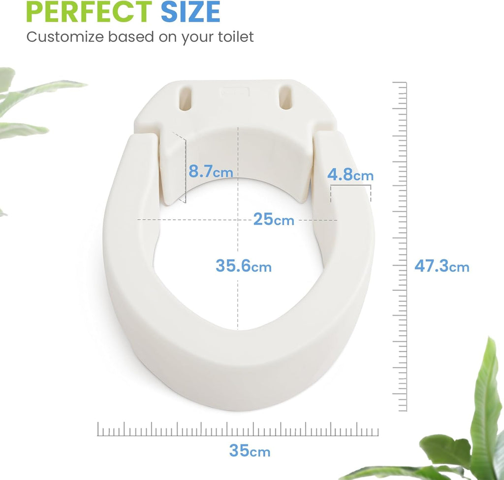 OasisSpace Hinged Toilet Seat Riser | 10cm Elevated Elongated Seat