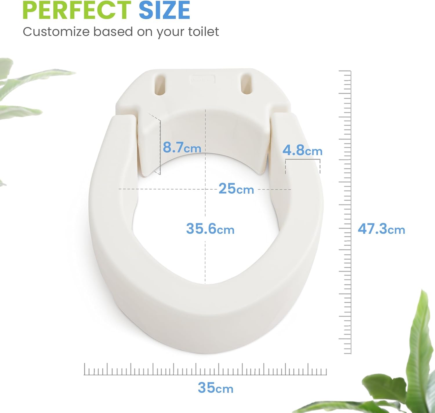 OasisSpace Hinged Toilet Seat Riser | 10cm Elevated Elongated Seat