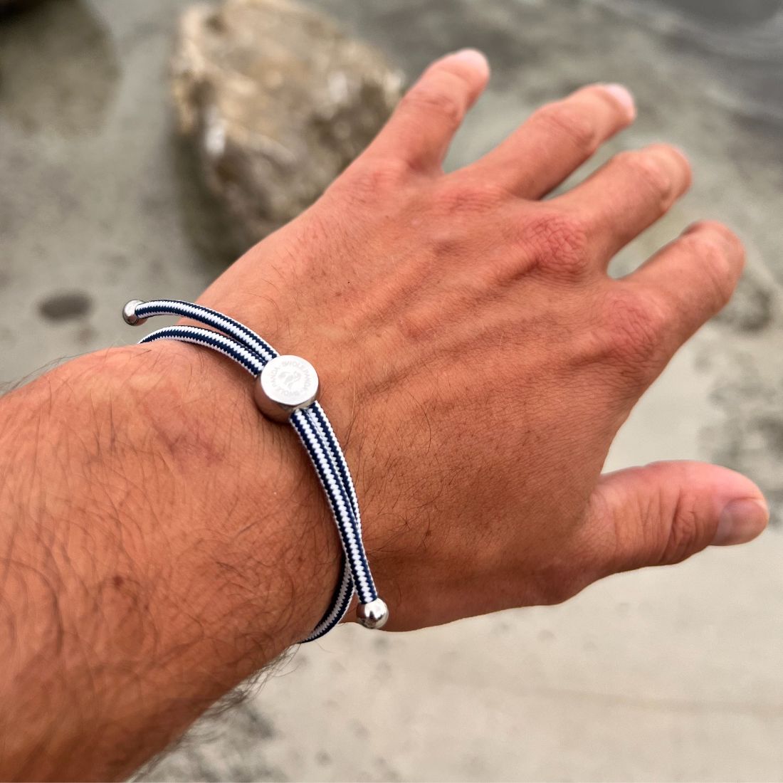 Swole Panda White Stripe Rope Bracelet – Recycled Ocean Plastic Unisex