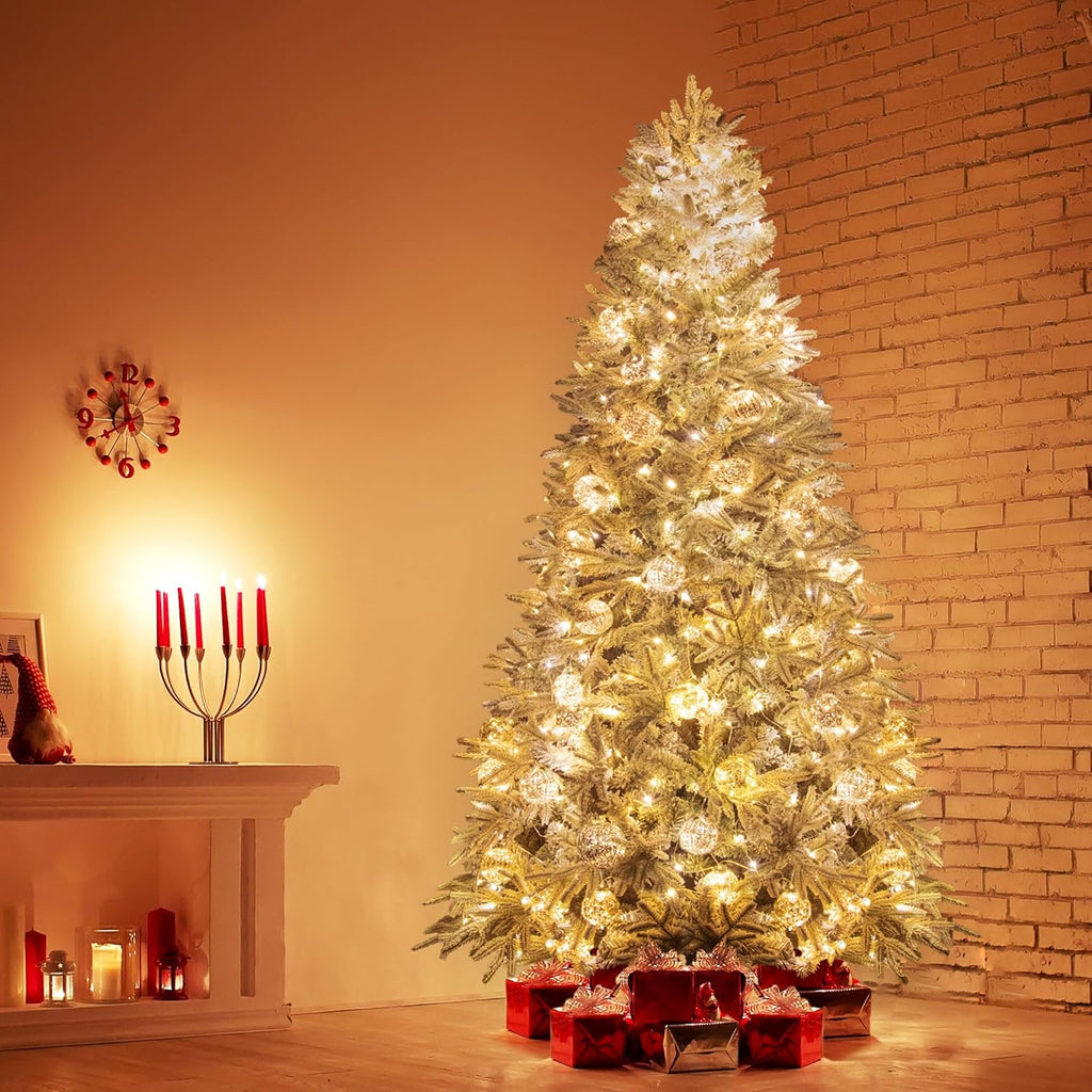 KI Store 6.5ft Snow Flocked Artificial Christmas Tree | Unlit Pine