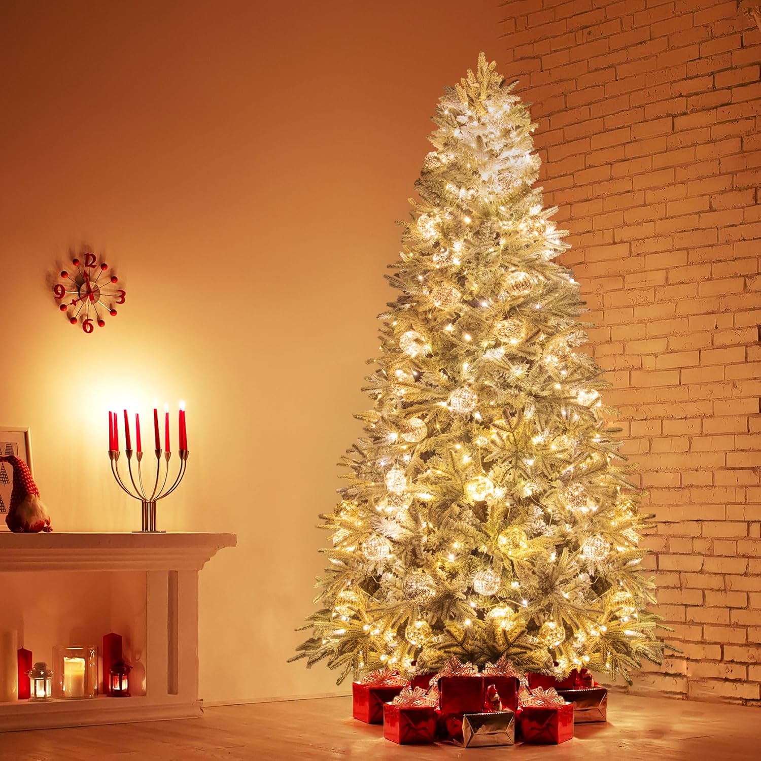 KI Store 6.5ft Snow Flocked Artificial Christmas Tree | Unlit Pine